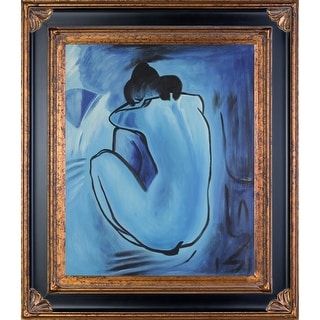 La Pastiche Blue Nude with Corinthian Gold Frame, 30" x 34" - Bed Bath
